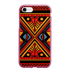 Чехол iPhone 7/8 матовый Геометрический узор в африканском стиле, цвет: 3D-малиновый