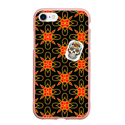 Чехол iPhone 7/8 матовый Радужный цветочный череп