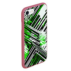 Чехол iPhone 7/8 матовый Киберпанк линии белые и зелёные, цвет: 3D-малиновый — фото 2