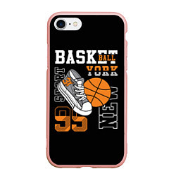 Чехол iPhone 7/8 матовый Basketball New York, цвет: 3D-светло-розовый