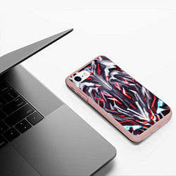 Чехол iPhone 7/8 матовый Красная киберпанк броня, цвет: 3D-светло-розовый — фото 2