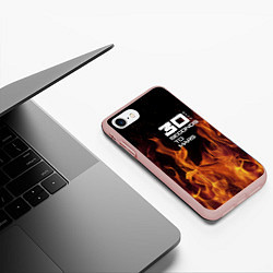 Чехол iPhone 7/8 матовый Thirty Seconds to Mars fire, цвет: 3D-светло-розовый — фото 2