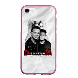 Чехол iPhone 7/8 матовый Depeche Mode - Dave Gahan and Martin Gore с венком, цвет: 3D-малиновый