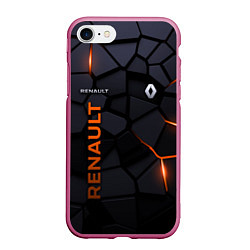 Чехол iPhone 7/8 матовый Renault - плиты с эффектом свечения, цвет: 3D-малиновый