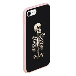 Чехол iPhone 7/8 матовый Скелет улыбается, цвет: 3D-светло-розовый — фото 2