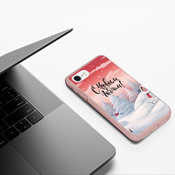 Чехол iPhone 7/8 матовый Красный закат новый год, цвет: 3D-светло-розовый — фото 2
