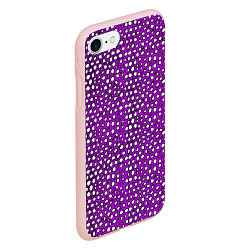 Чехол iPhone 7/8 матовый Белые пузырьки на фиолетовом фоне, цвет: 3D-светло-розовый — фото 2