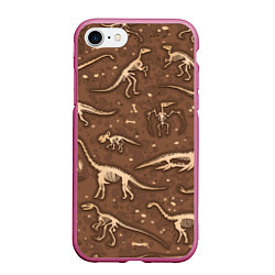 Чехол iPhone 7/8 матовый Dinosaurs bones, цвет: 3D-малиновый