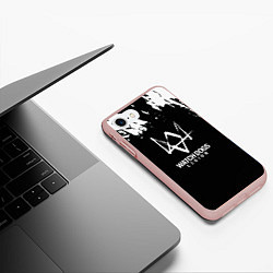 Чехол iPhone 7/8 матовый Watch dogs краски, цвет: 3D-светло-розовый — фото 2