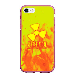 Чехол iPhone 7/8 матовый Stalker yellow flame, цвет: 3D-малиновый