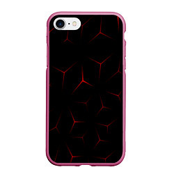 Чехол iPhone 7/8 матовый Красный кибер узор, цвет: 3D-малиновый