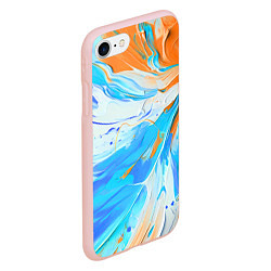 Чехол iPhone 7/8 матовый Голубая и оранжевая краска, цвет: 3D-светло-розовый — фото 2