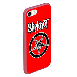 Чехол iPhone 7/8 матовый Slipknot пентаграмма, цвет: 3D-малиновый — фото 2