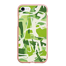 Чехол iPhone 7/8 матовый Белая и зеленая краска, цвет: 3D-светло-розовый