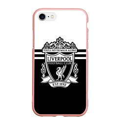 Чехол iPhone 7/8 матовый Ливерпуль - черно-белый, цвет: 3D-светло-розовый