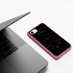 Чехол iPhone 7/8 матовый Фиолетовые трещины, цвет: 3D-малиновый — фото 2