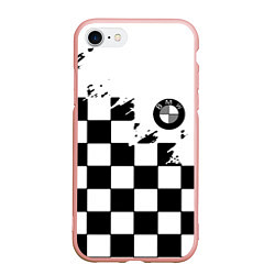 Чехол iPhone 7/8 матовый BMW black geometry splash, цвет: 3D-светло-розовый