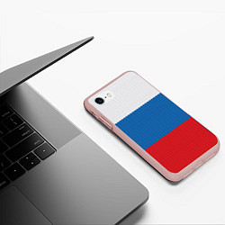 Чехол iPhone 7/8 матовый Вязаный российский флаг, цвет: 3D-светло-розовый — фото 2