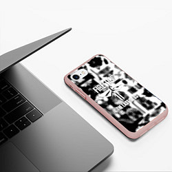 Чехол iPhone 7/8 матовый The last of us логотипы, цвет: 3D-светло-розовый — фото 2