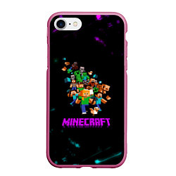 Чехол iPhone 7/8 матовый Minecraft neon краски