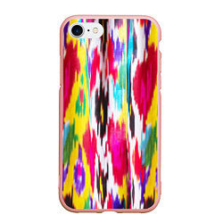 Чехол iPhone 7/8 матовый Атласная ткань узбекского народа - икат, цвет: 3D-светло-розовый