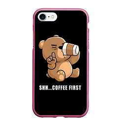 Чехол iPhone 7/8 матовый Coffee first, цвет: 3D-малиновый