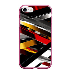 Чехол iPhone 7/8 матовый Металлические красные и белые полосы, цвет: 3D-малиновый