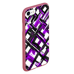 Чехол iPhone 7/8 матовый Фиолетовые и чёрные мазки, цвет: 3D-малиновый — фото 2