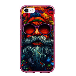 Чехол iPhone 7/8 матовый Хайповый дед Мороз, цвет: 3D-малиновый