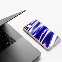 Чехол iPhone 7/8 матовый Белая синяя абстракция волнами, цвет: 3D-светло-розовый — фото 2