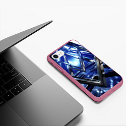 Чехол iPhone 7/8 матовый Синяя и черная конструкция абстракция, цвет: 3D-малиновый — фото 2