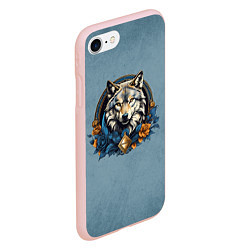 Чехол iPhone 7/8 матовый Волк портрет, цвет: 3D-светло-розовый — фото 2