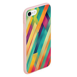 Чехол iPhone 7/8 матовый Цветные диагональные полосы, цвет: 3D-светло-розовый — фото 2