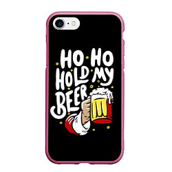 Чехол iPhone 7/8 матовый Ho - ho - hold my beer, цвет: 3D-малиновый
