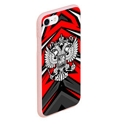 Чехол iPhone 7/8 матовый Россия - красная геометрия, цвет: 3D-светло-розовый — фото 2