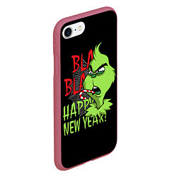 Чехол iPhone 7/8 матовый Grinch - happy New Year, цвет: 3D-малиновый — фото 2