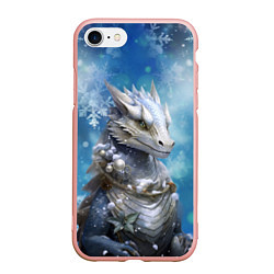 Чехол iPhone 7/8 матовый Зимний дракон, цвет: 3D-светло-розовый