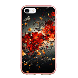 Чехол iPhone 7/8 матовый Желтые и черные осколки после взрыва, цвет: 3D-светло-розовый