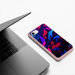 Чехол iPhone 7/8 матовый Синие и фиолетовые яркие краски, цвет: 3D-светло-розовый — фото 2