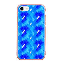 Чехол iPhone 7/8 матовый Синее пиксельное полотно, цвет: 3D-светло-розовый