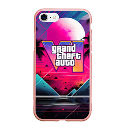 Чехол iPhone 7/8 матовый GTA 80s style, цвет: 3D-светло-розовый