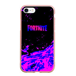 Чехол iPhone 7/8 матовый Fortnite neon logo steel, цвет: 3D-светло-розовый