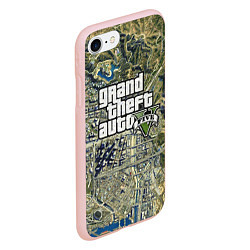 Чехол iPhone 7/8 матовый GTA 5 карта, цвет: 3D-светло-розовый — фото 2