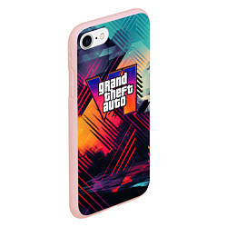 Чехол iPhone 7/8 матовый GTA 6 аbstract logo, цвет: 3D-светло-розовый — фото 2