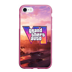 Чехол iPhone 7/8 матовый GTA 6 Vice, цвет: 3D-малиновый