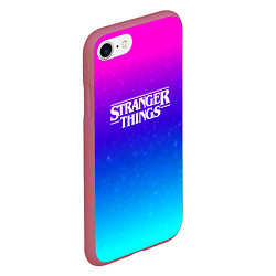 Чехол iPhone 7/8 матовый Stranger Things gradient colors, цвет: 3D-малиновый — фото 2