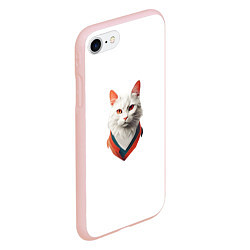 Чехол iPhone 7/8 матовый Белый кот от ai, цвет: 3D-светло-розовый — фото 2