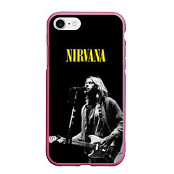 Чехол iPhone 7/8 матовый Группа Nirvana Курт Кобейн, цвет: 3D-малиновый