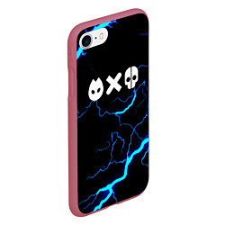 Чехол iPhone 7/8 матовый Любовь смерть и роботы гроза шторм, цвет: 3D-малиновый — фото 2