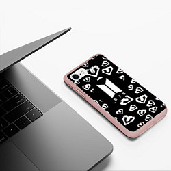 Чехол iPhone 7/8 матовый BTS band black kpop, цвет: 3D-светло-розовый — фото 2